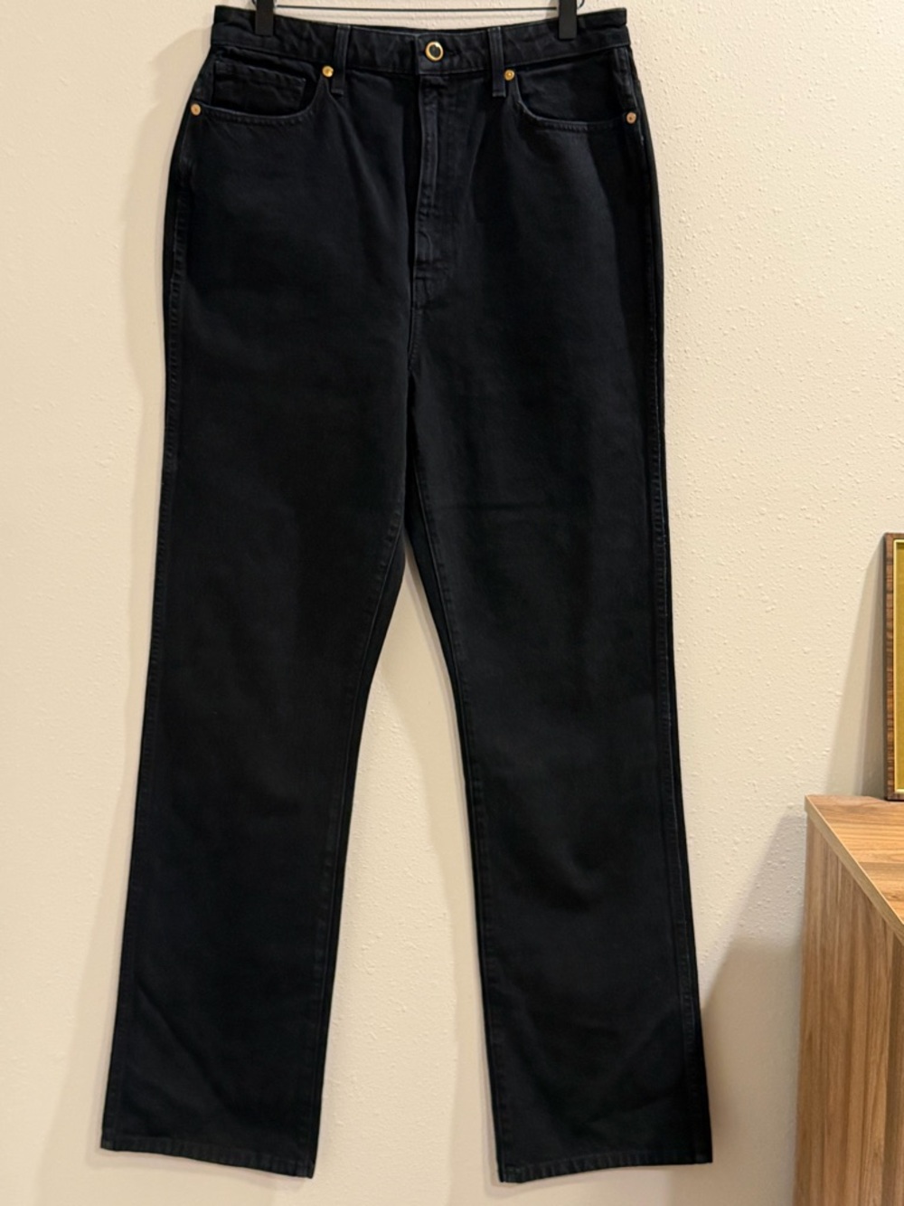 KHAITE High-Rise Straight-Leg Jeans in Black